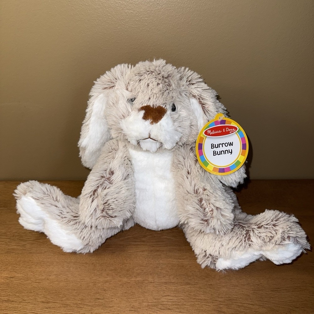 Melissa & Doug Burrow Bunny Plush Stuffed Animal Tan White Rabbit 7674 New